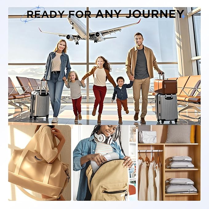 8 Set Compression Packing Cubes for Travel Essentials,Compressible Expandable Packing Cubes for Suitcase,OlarHike Luggage Organizer Bags for Travel,Handy Helper for Organizing Clothes(White Marble)