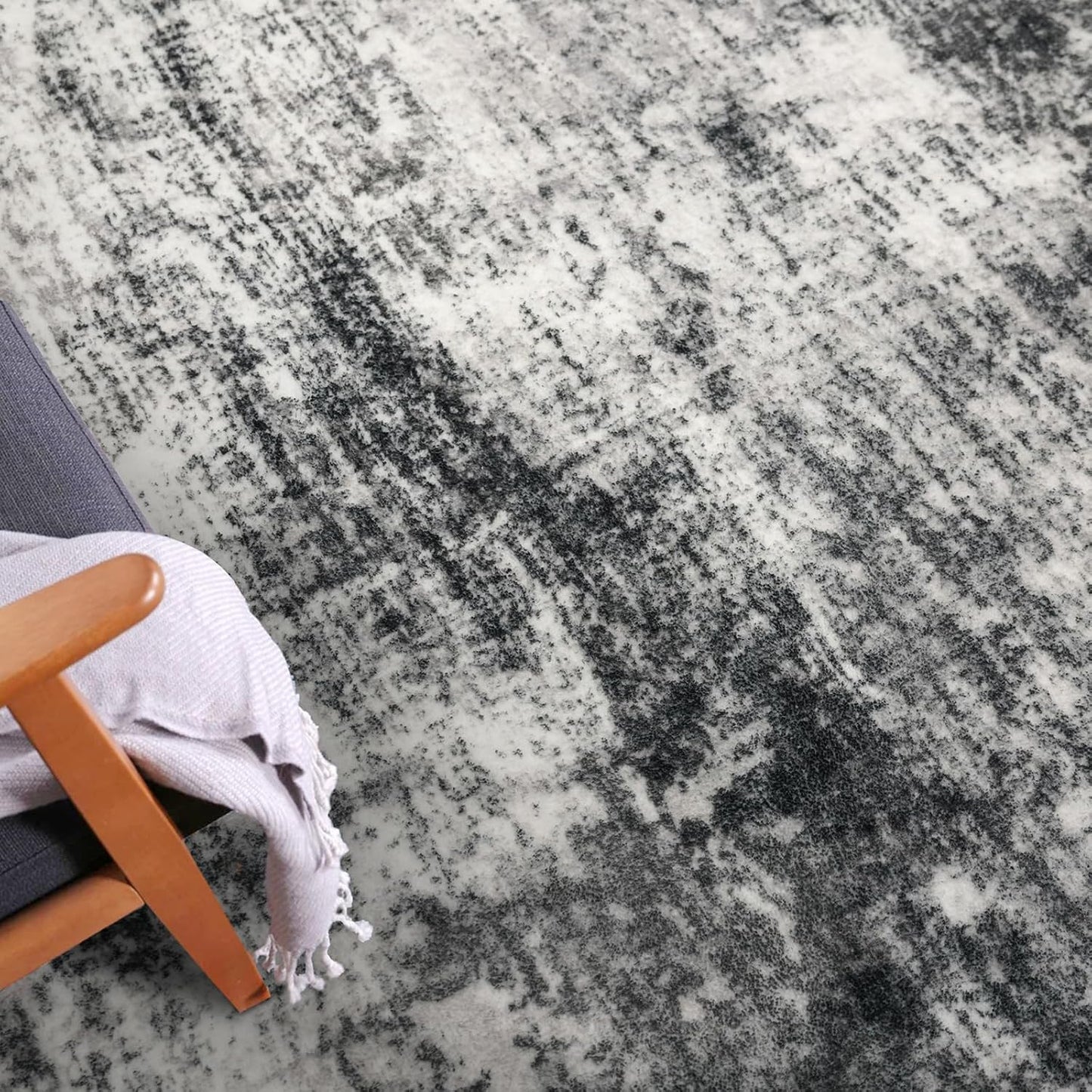 IOHOUZE Abstract Runner Rug 2x5 Ft Washable Runners for Hallways, Non Slip Kitchen Runner Printed Faux Wool Entryway Runner Indoor, Modern Abstract Floor Carpet for Hall Kitchen Bedroom, Black Grey