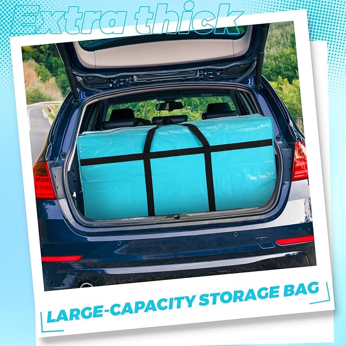 4 Pcs 66 Gallon Large Moving Bags with Zipper and Handles Foldable Storage Duffle Bags Heavy Duty Extra Large Totes for College Dorm Travel Clothes Blankets Bedding Moving(Lake Blue)
