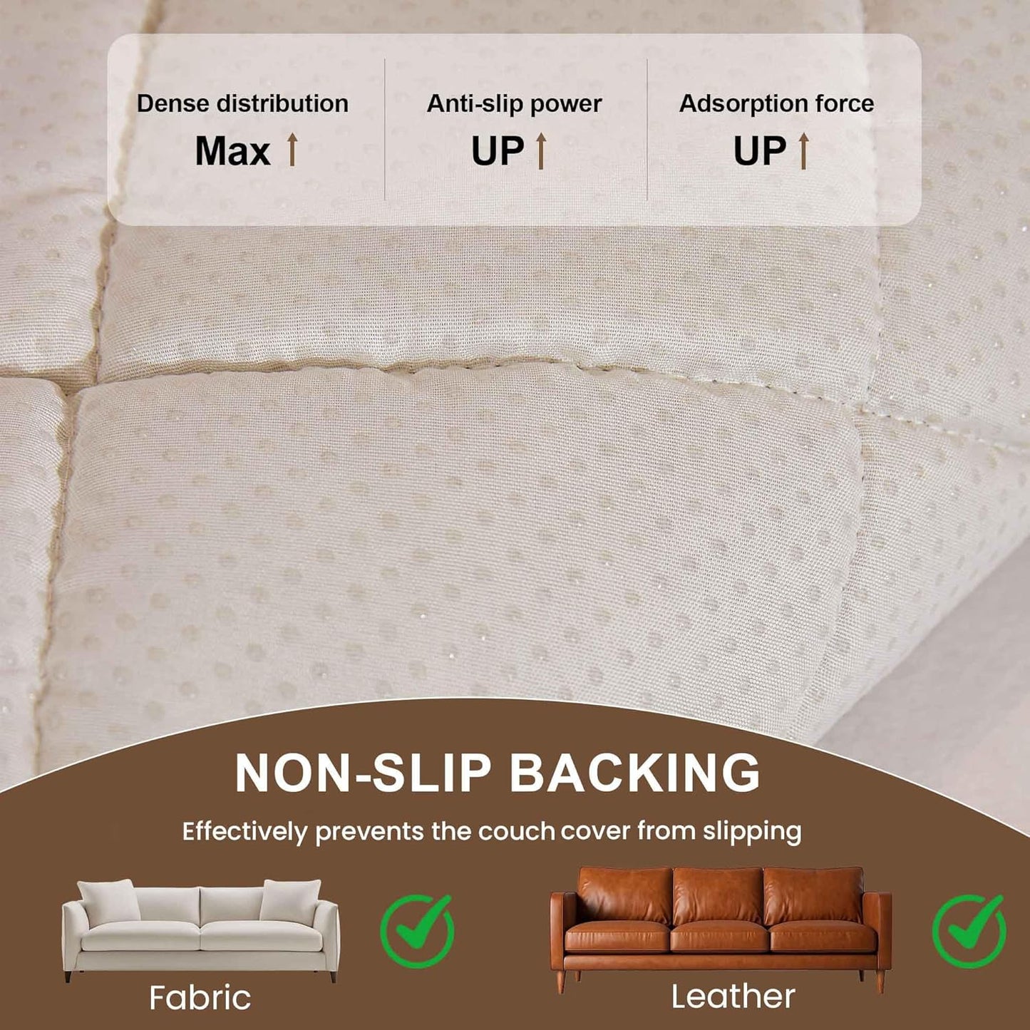 OTOB Couch Cover for Dogs Washable, Non Slip Plush Fuzzy Sofa Covers for 3 Cushion Couch Kids Pet Friendly, All Seasons Soft Cozy Furniture Protector Sofa Slipcovers (Cream, 31.5" x 82.7")