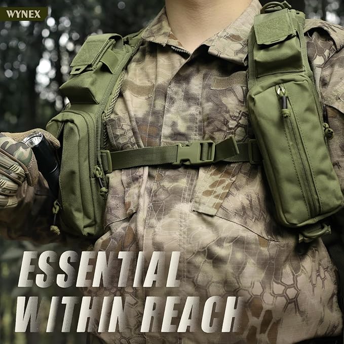 WYNEX Molle Accessories Pouch of Double Zipper Pocket Version, Backpack Strap Pouch Shoulder Strap Molle Attachment Tactical Accessories Bag Shoulder Starps Zipper Pocket Additional Phone Holder