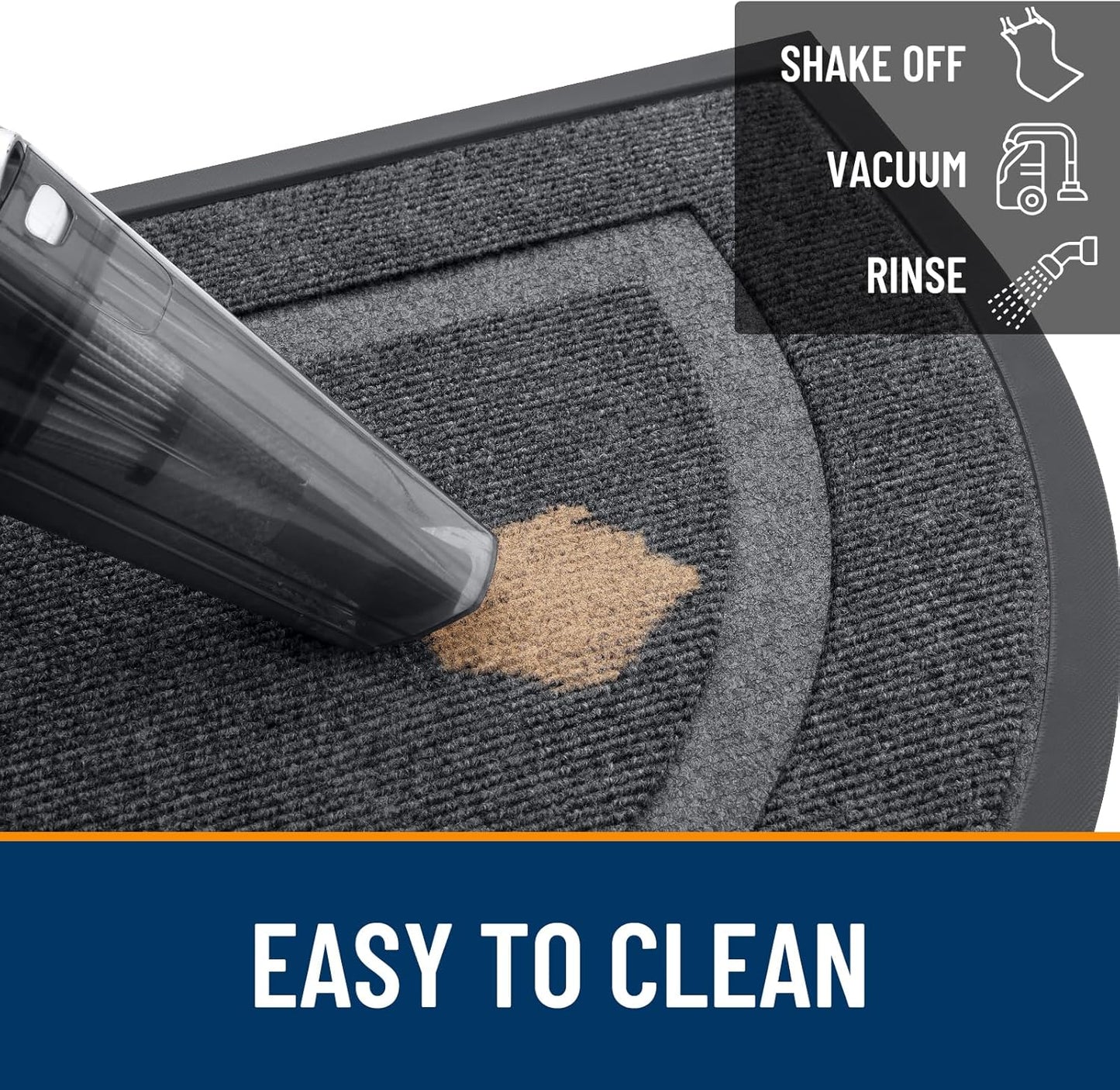 OLANLY Half Circle Door Mat Indoor Outdoor Entrance Welcome, Waterproof All-Season, All-Weather Doormat, Sturdy Natural Rubber, Low Profile, Easy Clean Patio Porch Entryway Mat, 71x47, Grey