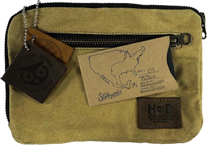 Hide & Drink, Zipper Gear Pouch, Camping Bag, Travel Accessory, Multi-Purpose Bag, Waxed Canvas and Full Grain Leather