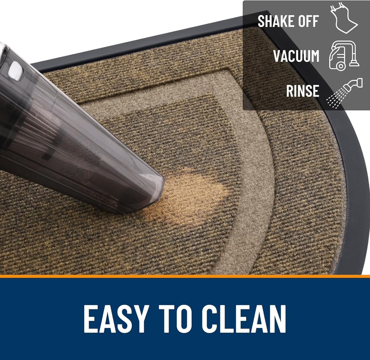 OLANLY Half Circle Door Mat Indoor Outdoor Entrance Welcome, Waterproof All-Season, All-Weather Doormat, Sturdy Natural Rubber, Low Profile, Easy Clean Patio Porch Entryway Mat, 47x32, Brown