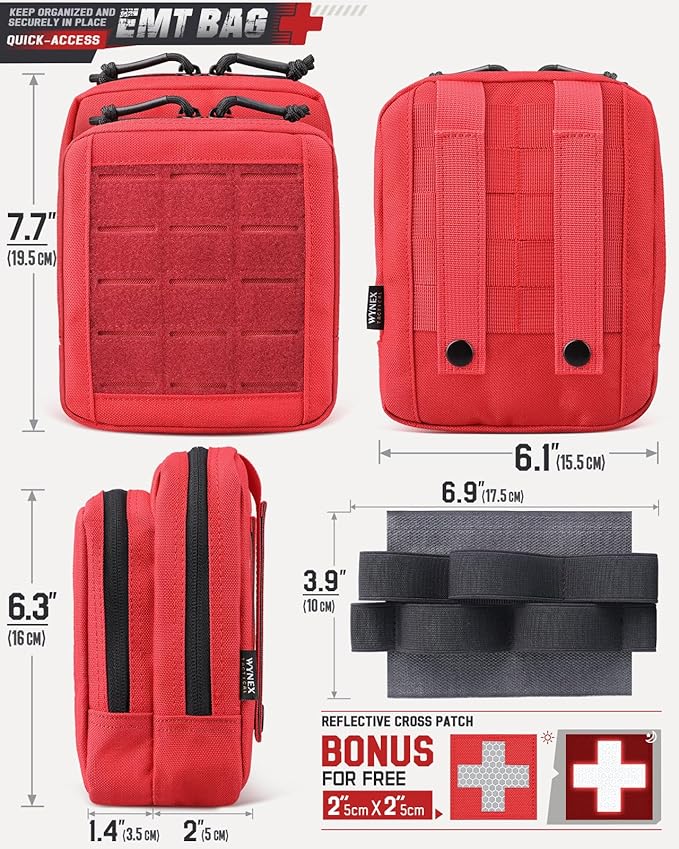 WYNEX Molle Admin Pistol Pouch for Concealed Carry, Tactical EDC Belt Pouch Gun Bag Utility Tool EMT Organizer Pouch Medical CCW with Universal Pistol/Elastic Holster