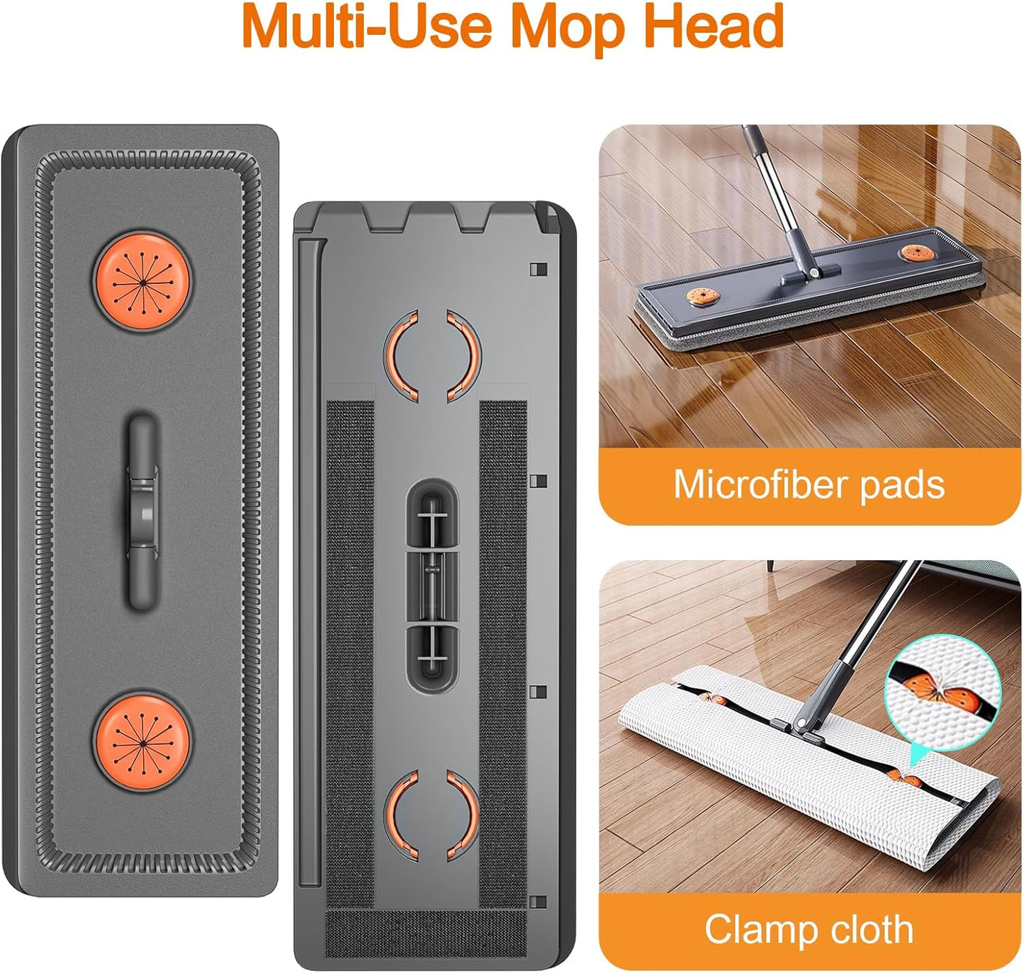 MOPALL Mop and Bucket with Wringer Set for Home, Hands-Free Flat Mop and Bucket Set for Floor Cleaning and Window Wall Cleaner, Wet and Dry Mop with 61" Long Handle and 3 Microfiber Pads