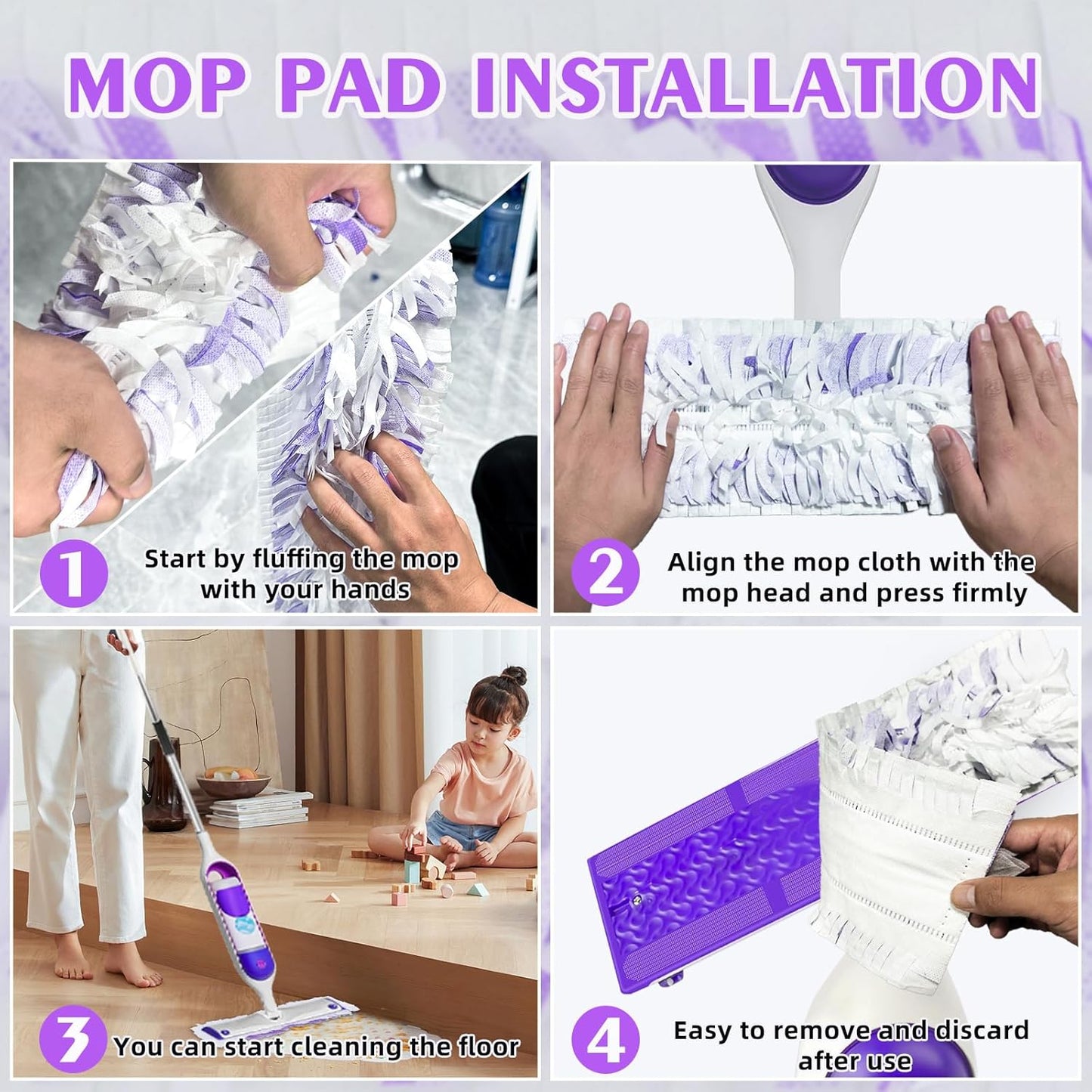 28 Count Disposable Heavy-Duty Power Mop Pads Refills for Swiffer Power Mop ,Replacement Floor Cleaning Refills, Non-Washable & Unscented, Compatible with Swiffer PowerMop (Quick-Absorb, No Residue)