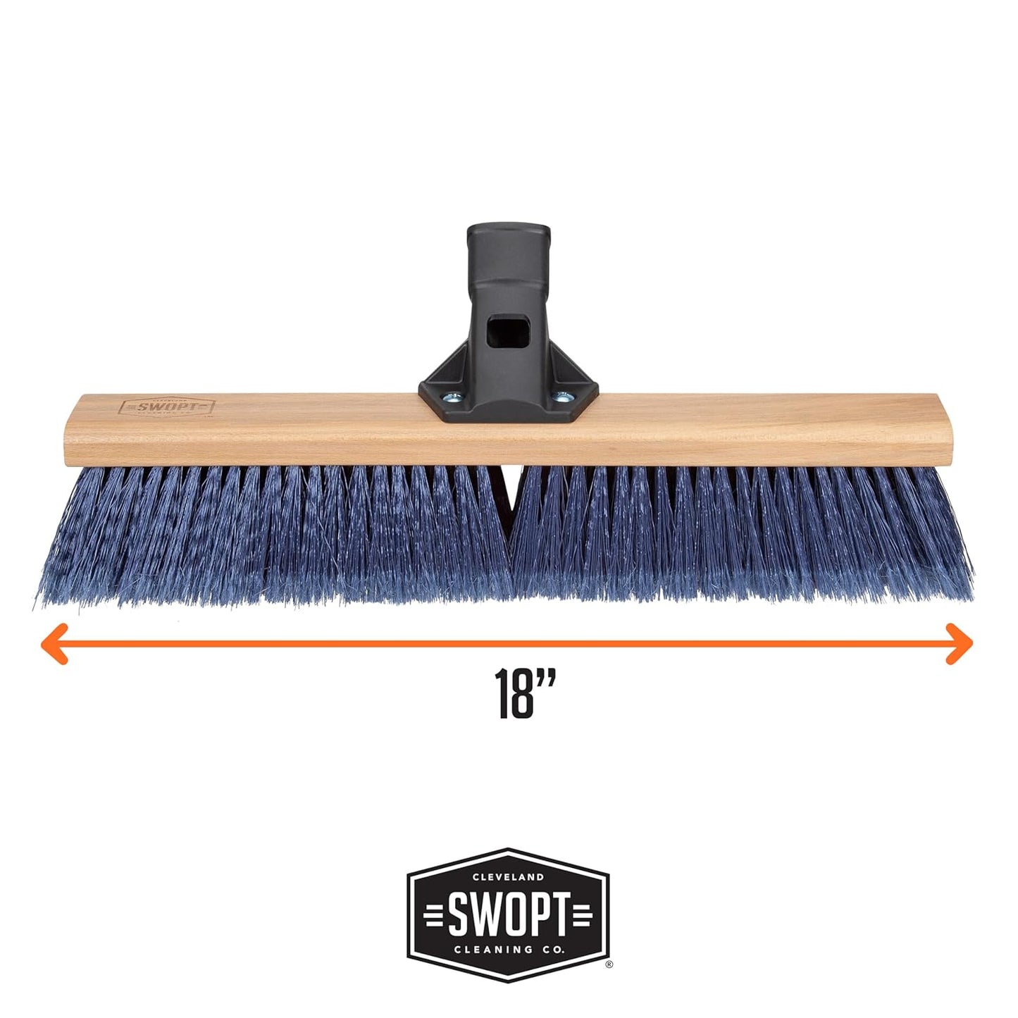 SWOPT 18” Premium Multi-Surface Push Broom Cleaning Head — Indoor and Outdoor Push Broom — Interchangeable with All SWOPT Cleaning Products for More Efficient Cleaning and Storage