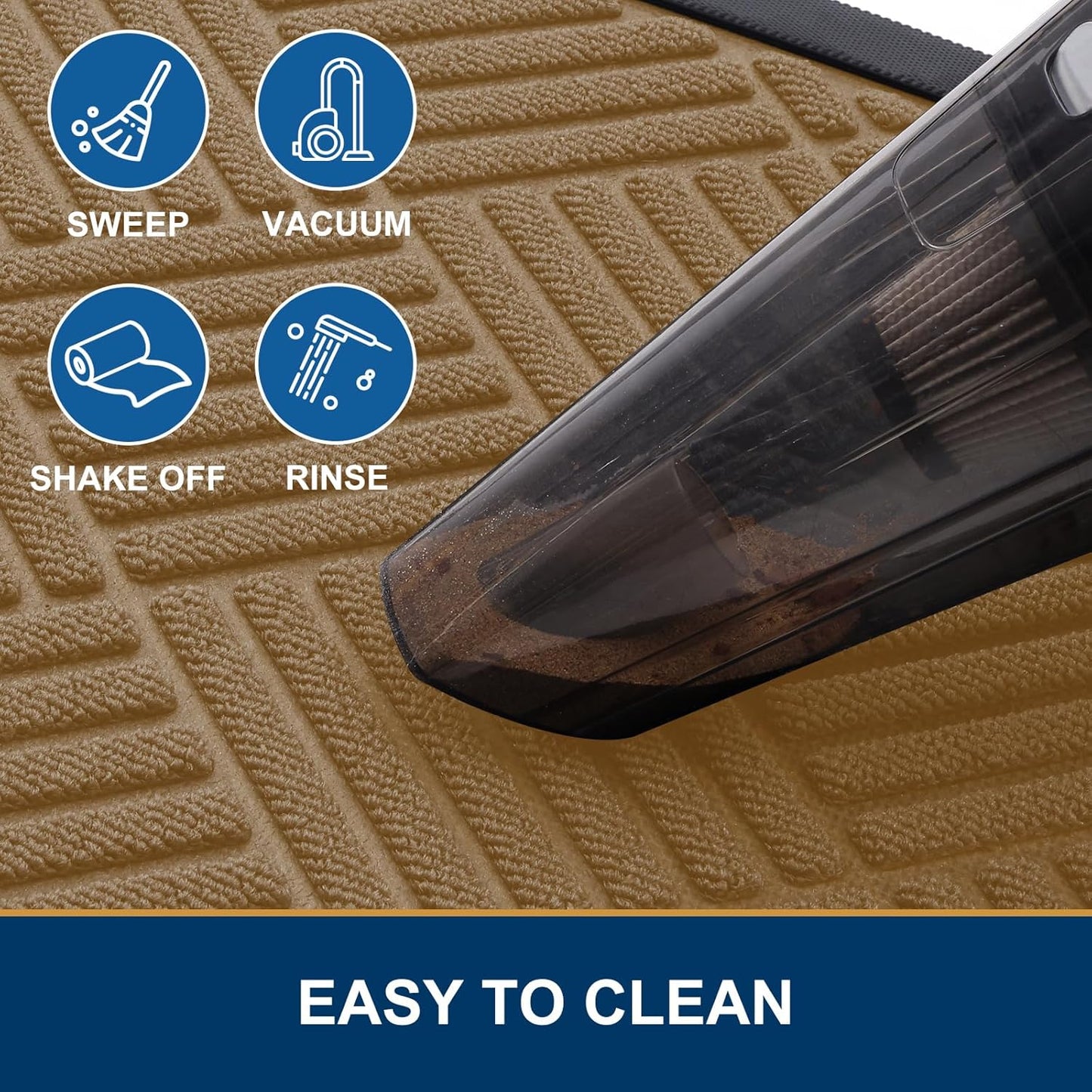 Smiry Half Circle Front Door Mat Outside Entrance, Heavy Duty Outdoor Indoor Natural Rubber Doormat, Non Slip, Trap Dirt and Moisture, Easy Clean Low Profile Patio Porch Entryway Mat, 29.5x17, Coffee