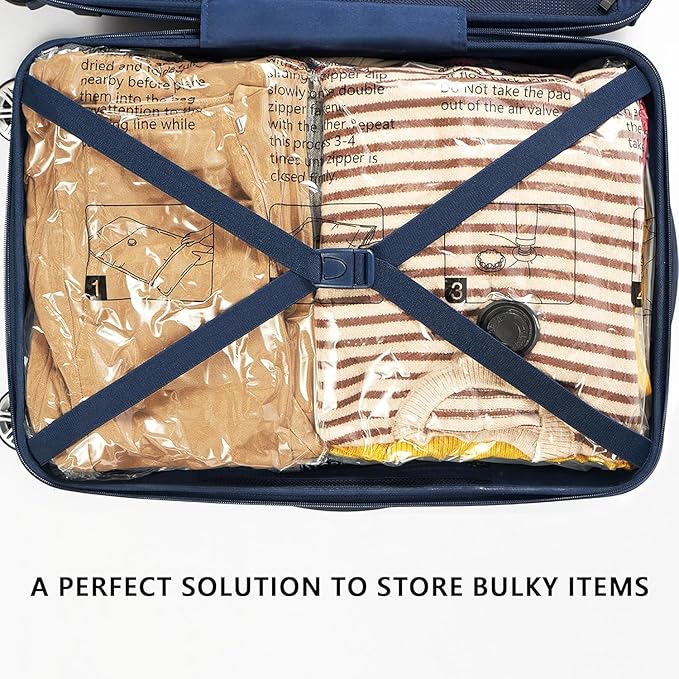 Vacuum Storage Bags (4 Jumbo, 4 Large), Space Saver Bags with Travel Hand Pump, Compression Airtight Sealer Bags for Clothes, Bedding, Pillows, Comforters, Blankets