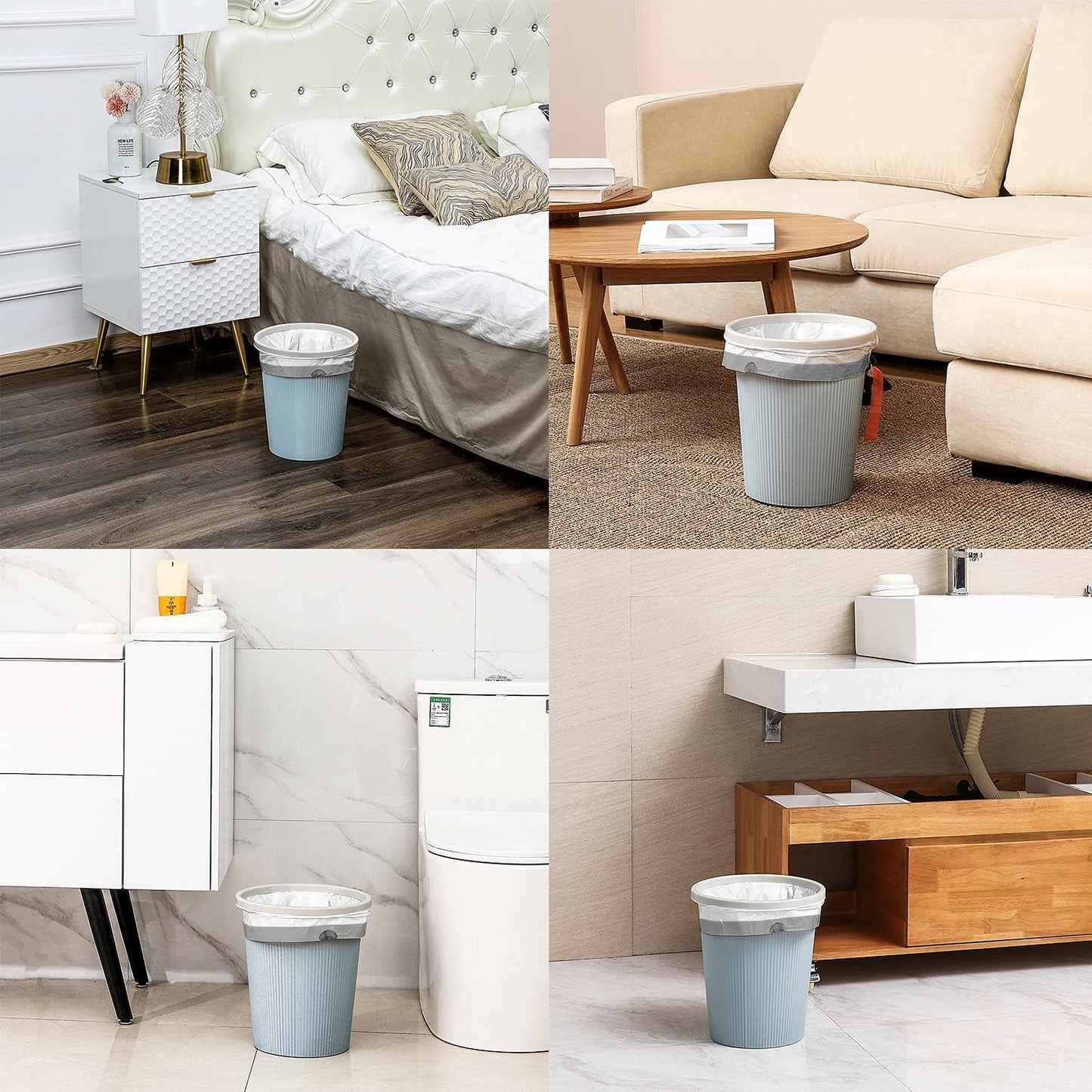 FORID Small Drawstring Trash Bags - 4 Gallon Plastic Garbage Bags 240 Counts White Trash Can Liners 15 Liter for Bathroom Restroom Bedroom Office Toilet - Durable & Thick Trash Bag