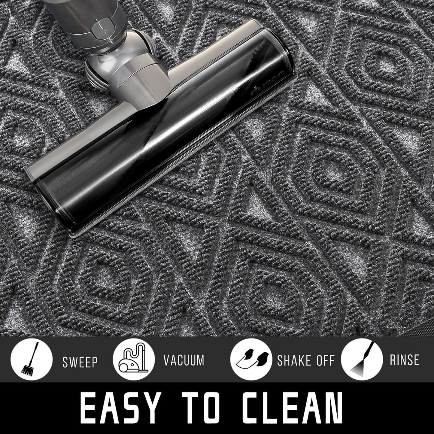 Yimobra Modern Geometric Welcome Doormat, 47 x 32 Inch, Grey, Waterproof, Non Slip, Stain & Fade Resistant, Low Pile, Sturdy Rubber, Easy Clean, Indoor/Outdoor