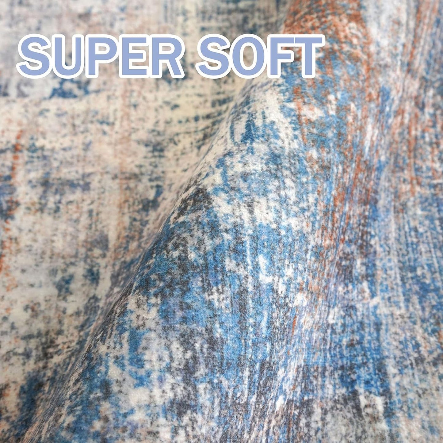 IOHOUZE Abstract Runner Rug 2x6 Ft Washable Runners for Hallways, Non Slip Kitchen Runner Printed Faux Wool Entryway Runner Indoor, Modern Abstract Floor Carpet for Hall Bedroom, Blue Rust