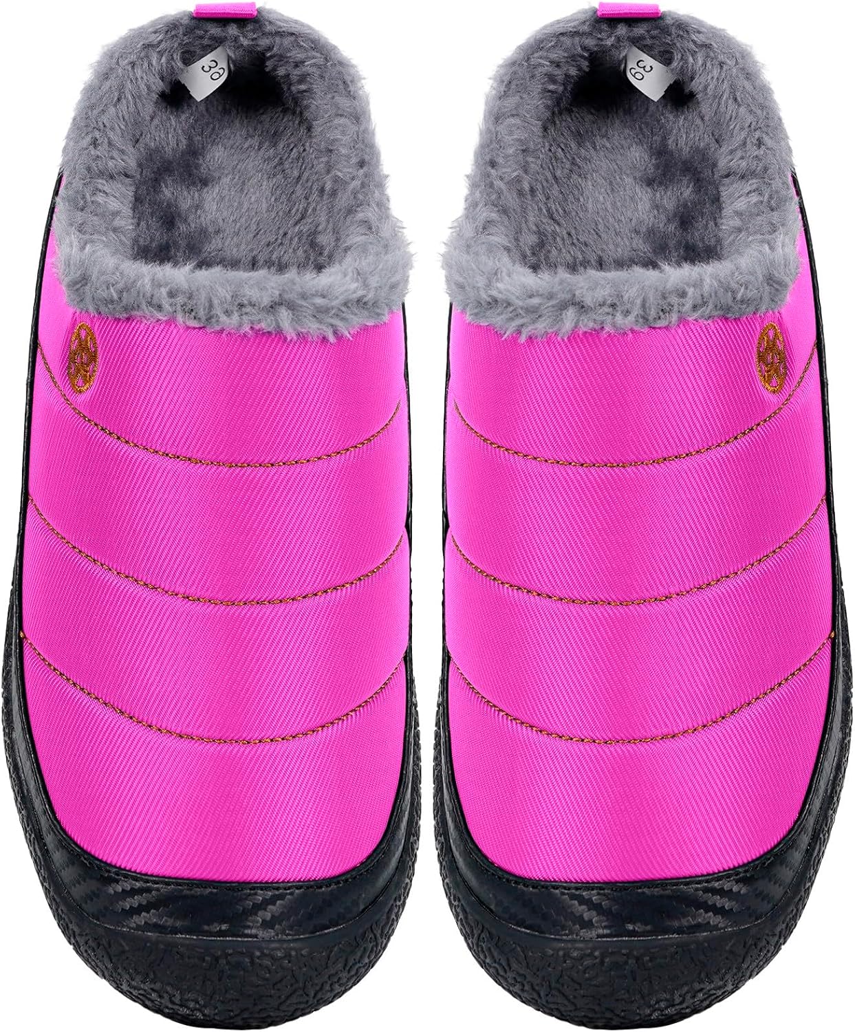 Womens Mens House Slippers Slip on Snow Winter Warm Fully Fur Lined Slippers Indoor Outdoor Shoes