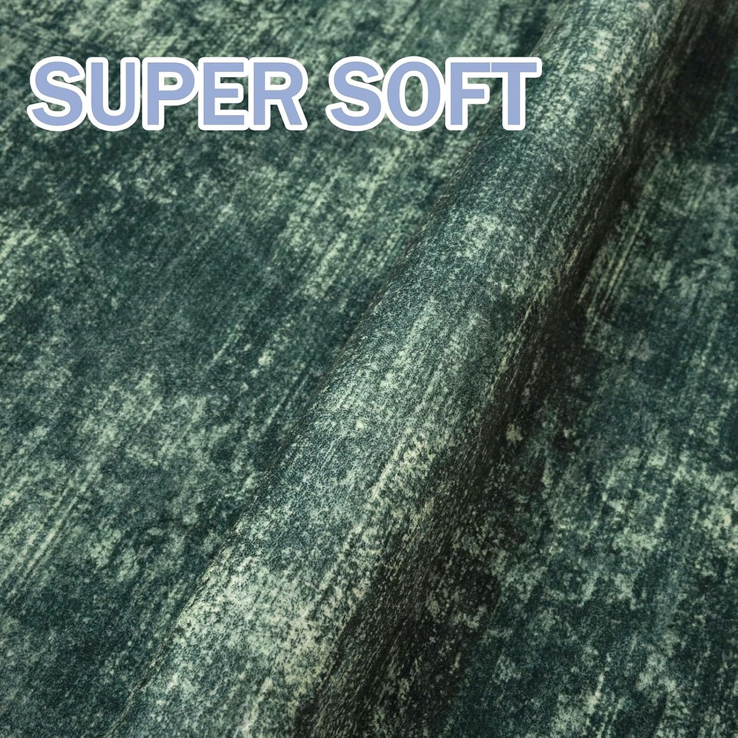 IOHOUZE Abstract Runner Rug 2x7 Ft Washable Runners for Hallways, Non Slip Kitchen Runner Printed Faux Wool Entryway Runners Indoor, Modern Abstract Floor Carpet for Hall Kitchen Bedroom, Dark Green