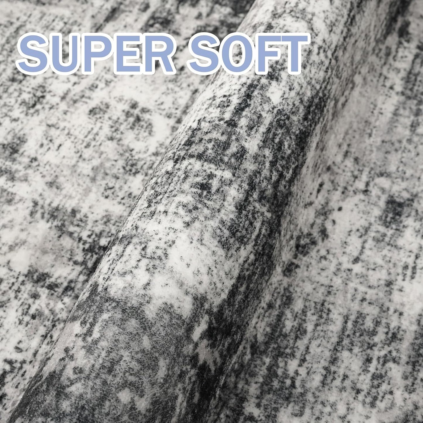 IOHOUZE Round Area Rug 3 Ft Circle Entryway Rugs Round Washable Door Mat Indoor Entrance, Non Slip Circle Front Door Rug, Printed Abstract Faux Wool Floor Carpet for Foyer Porch Sink, Black Grey