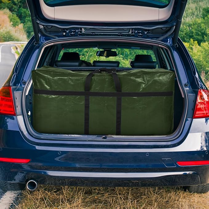 4 Pcs 66 Gallon Large Moving Bags with Zipper and Handles Foldable Storage Duffle Bags Heavy Duty Extra Large Totes for College Dorm Travel Clothes Blankets Bedding Moving (Green)