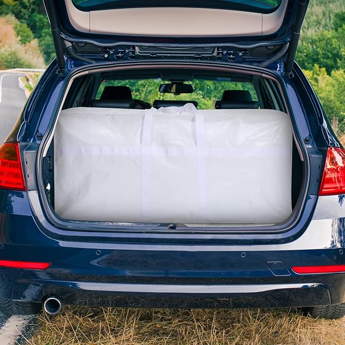 4 Pcs 66 Gallon Large Moving Bags with Zipper and Handles Foldable Storage Duffle Bags Heavy Duty Extra Large Totes for College Dorm Travel Clothes Blankets Bedding Moving(White)