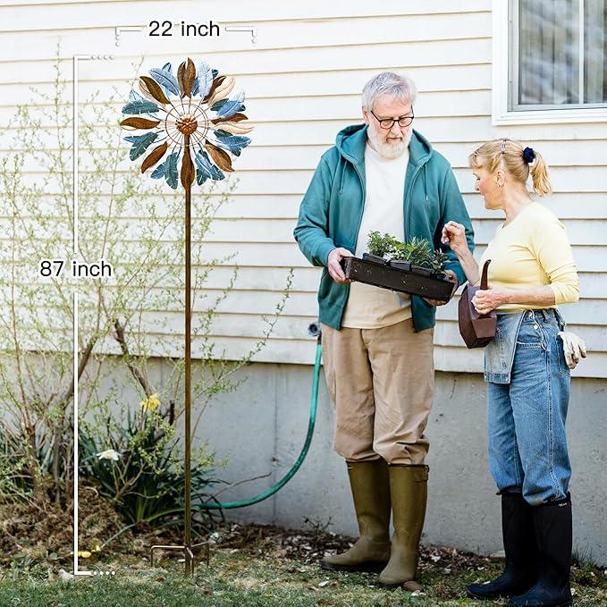 Solar Wind Spinners 87 Inch Extra Large Metal for Yard, Garden Decor Yard Art Windmills for Outdoor