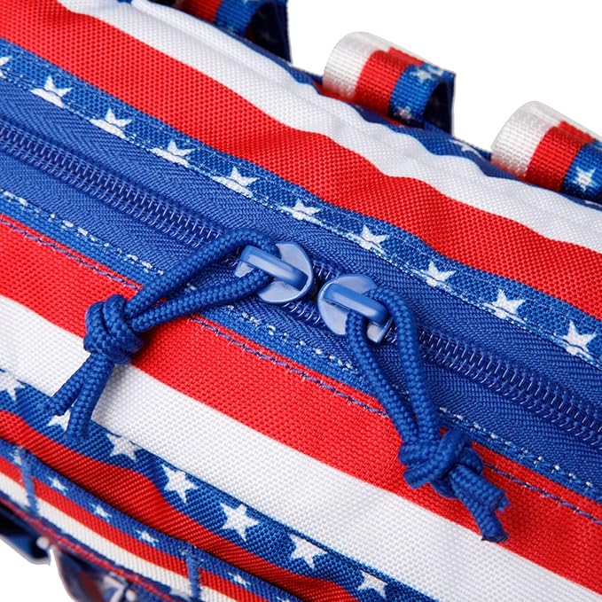 Tactical Molle Admin Pouch of Laser Cut Design,Medical EMT Organizer with Phone Pouch,EDC EMT Pack IFAK Tool Holder with US Patch (Large RedBlueStar-Without Accessories)