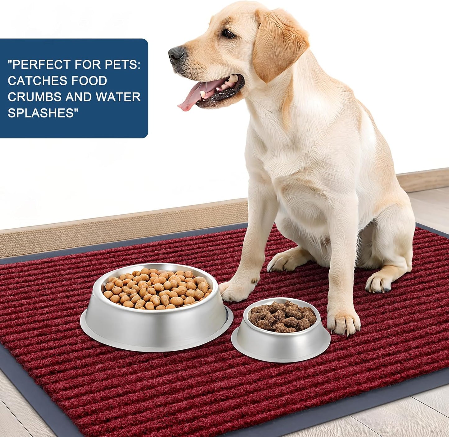 OLANLY Front Door Mat Indoor Outdoor Entrance, Waterproof Heavy Duty Doormat, Fade Resistant, Low Profile, Easy Clean Patio Porch Welcome Floor Mats for Entry, 47x23, Wine Red