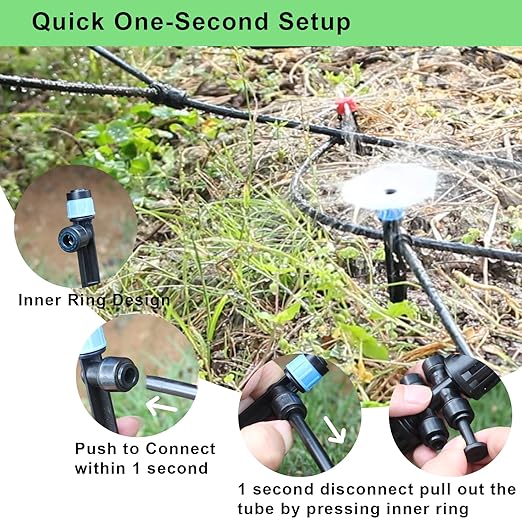 Drip Irrigation System Kit – 2025 New Quick-Connect Garden Watering System with 46FT 1/2'' Tubing Automatic Watering & Misting System for Greenhouses,Yards,Lawns,Gardens, Raised Beds