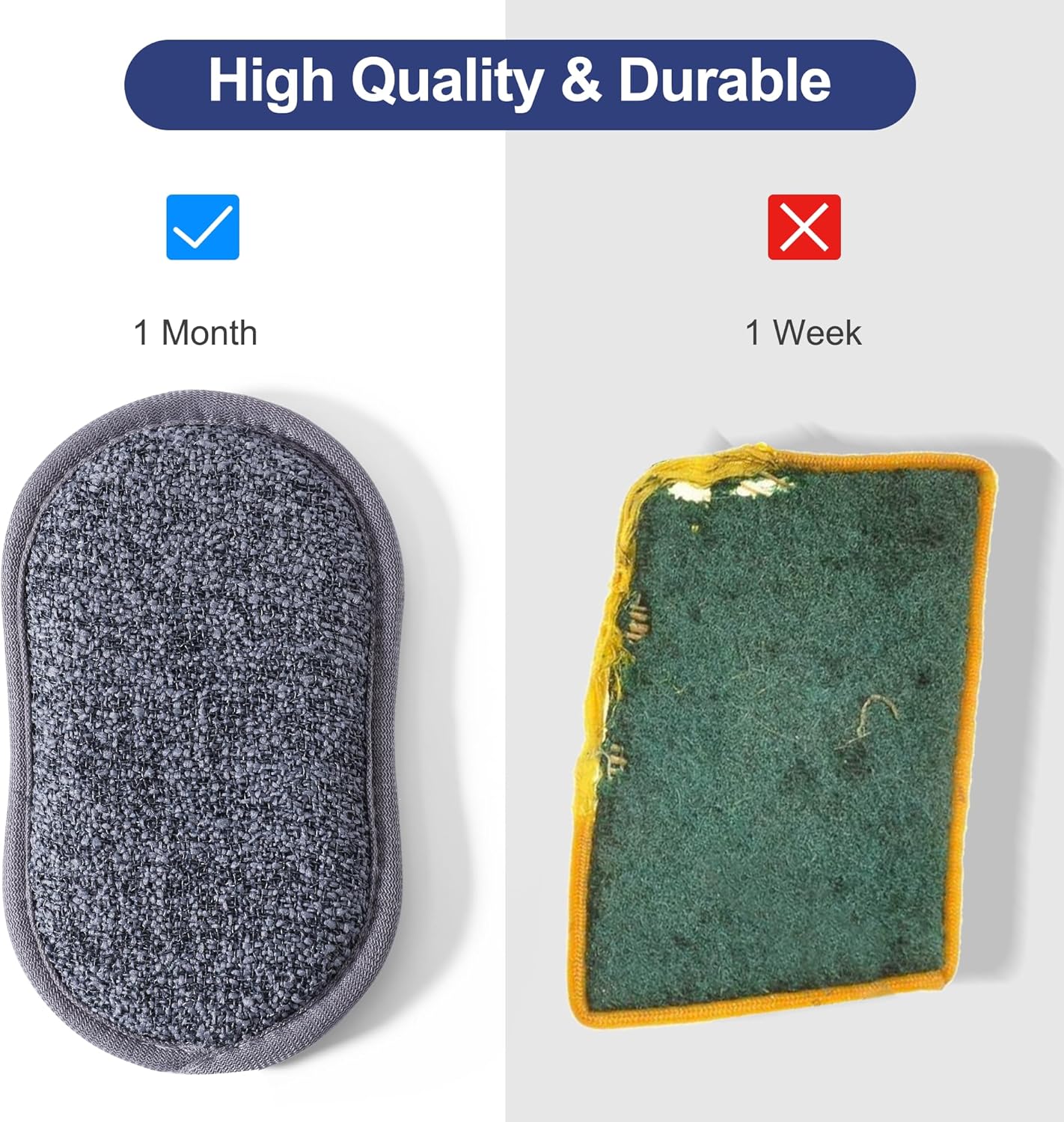 Multipurpose Sponges Kitchen,6 Pack Reusable Non-Scratch Scrub Sponge,Rough Scrubbers Side for Pots and Pans,Soft Microfiber Scrub Side for Washing Dishes