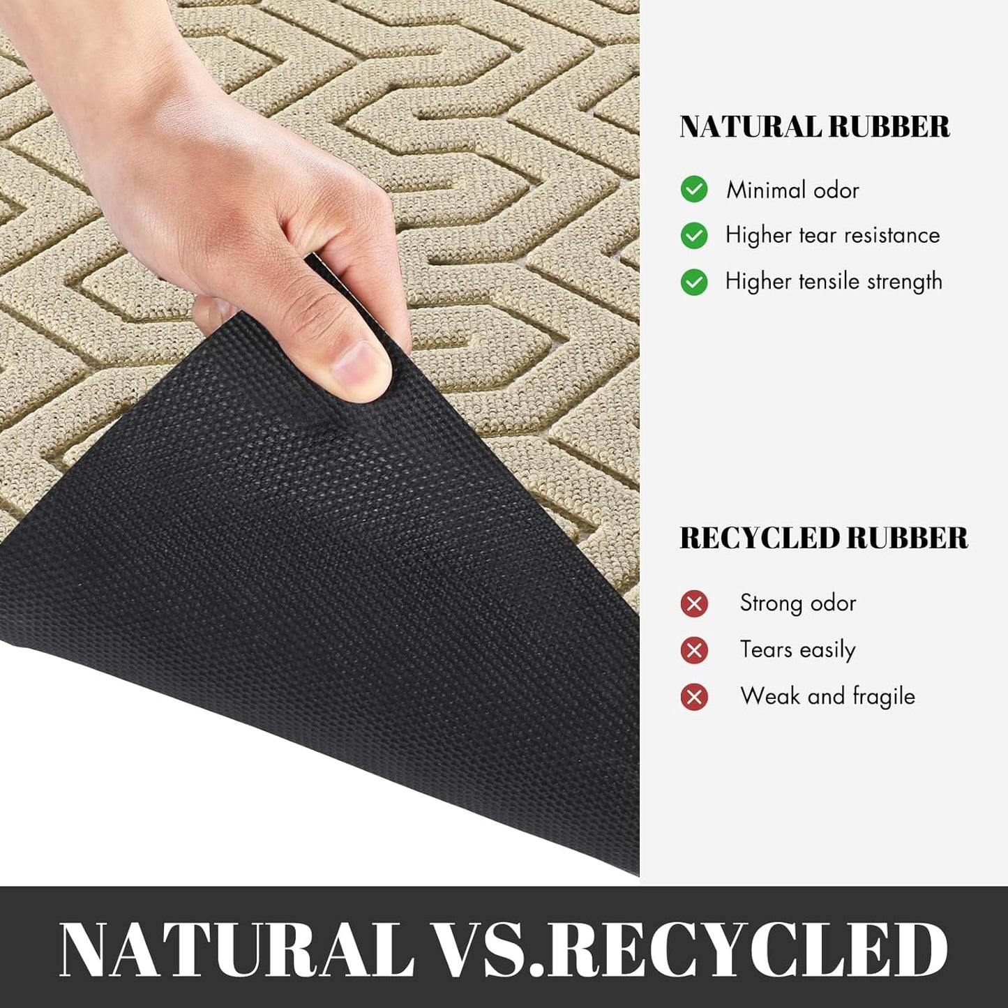 Yimobra Large Door Mat Outside Entrance 47x24, Waterproof Heavy Duty Outdoor Mats for Front Door, Non Slip Rubber Entry Mat for Garage Patio, Easy Clean, Light Beige