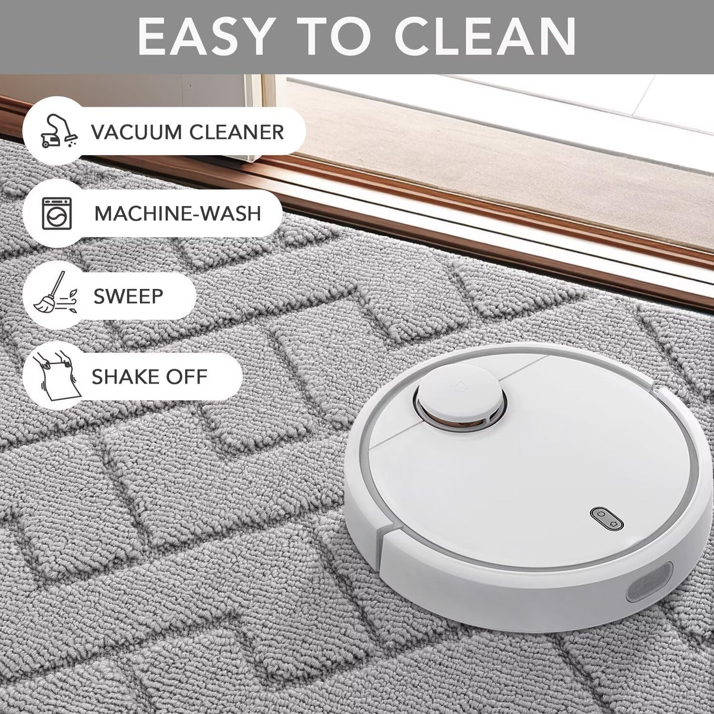 hicorfe Indoor Doormat,Front Back Door Mat TPR Backing Non Slip Mats 20"x31.5" Absorbent Resist Dirt Entrance Doormat Inside Floor for Entryway Washable Low-Profile(Light Grey)