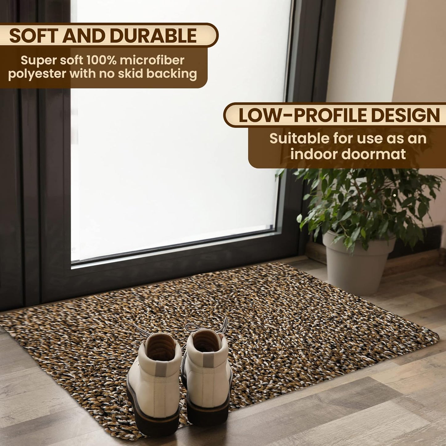 Premium Microfiber Indoor Door Mat – 20"x30" Washable Entry Mat, Non-Slip, Waterproof Backing, Super Absorbent, Low Profile Entryway Doormat for Indoor Entrance
