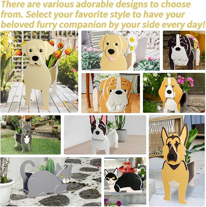 Shih Tzu Dog Planter, Pet Shape Garden Pots Plant Pots for Indoor/Outdoor Gardens Decoration, Cute, Surprise Gifts/Souvenirs for Pet Lovers(Brown)