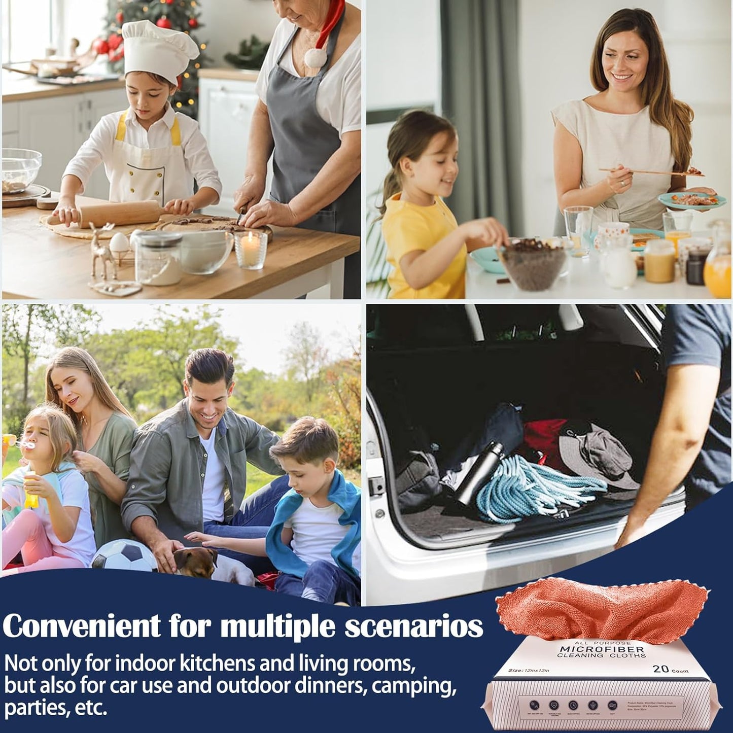 MRD's Home 20Pack Microfiber Cleaning Cloth in Bag,Multi-Purpose Reusable Cleaning Wipes Rags,Lint Free,Scratch & Streak-Free Cloth for Car,Small Microfiber Towels for House Wash,12" x 12"(Orange)