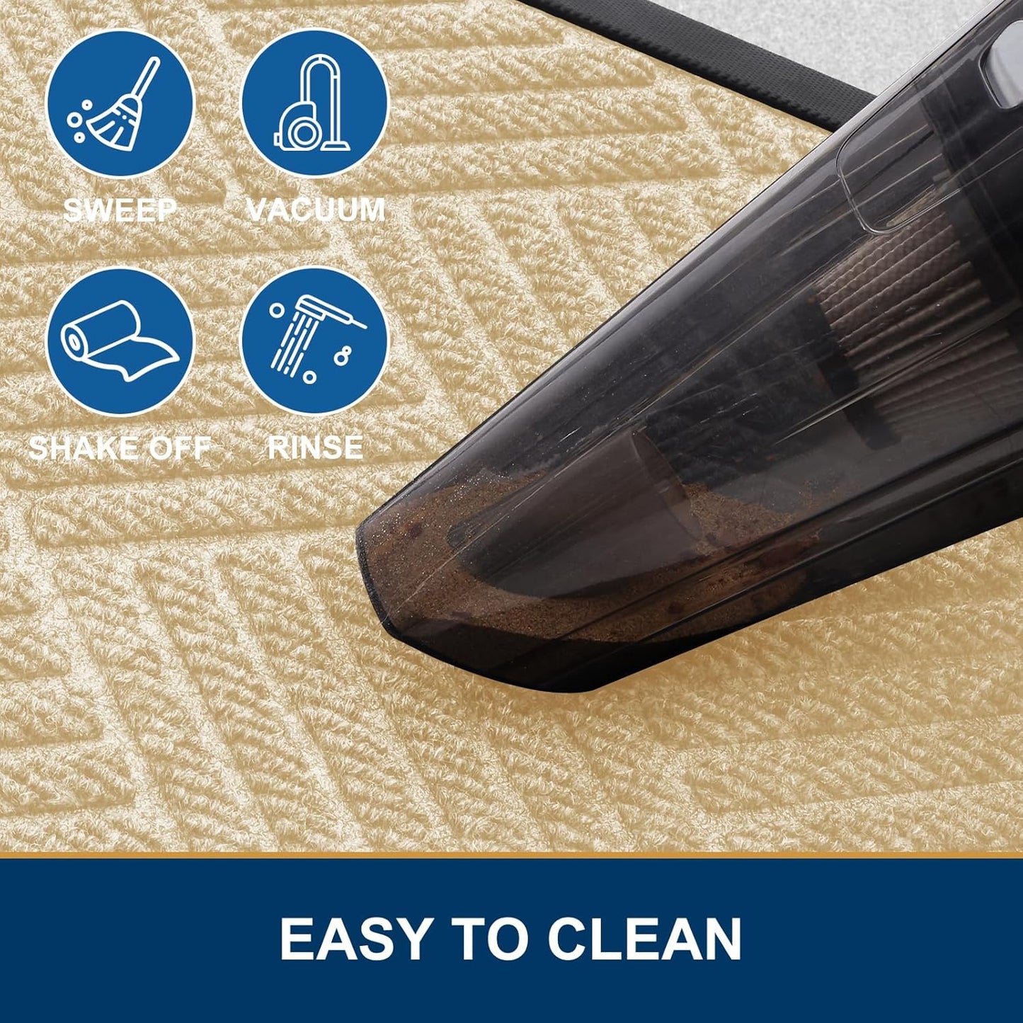 Smiry Front Door Mat Outside Entrance, Heavy Duty Outdoor Indoor Natural Rubber Doormat, Non Slip, Trap Dirt and Moisture, Easy Clean, Low Profile Patio Porch Entryway Mat, 59x35, Beige