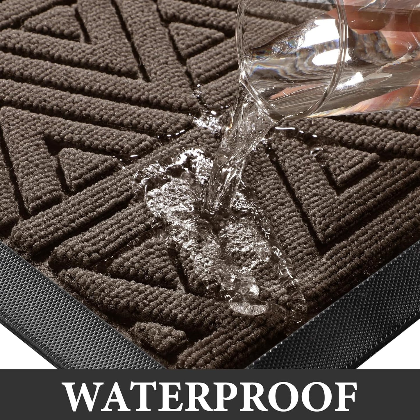 Yimobra Large Door Mat 36x24, All-Weather Waterproof Non-Slip Welcome Matt Outdoor, Heavy Duty Non Slip Doormat for Entryway for Patio and Garage Indoor, Easy Clean, Brown