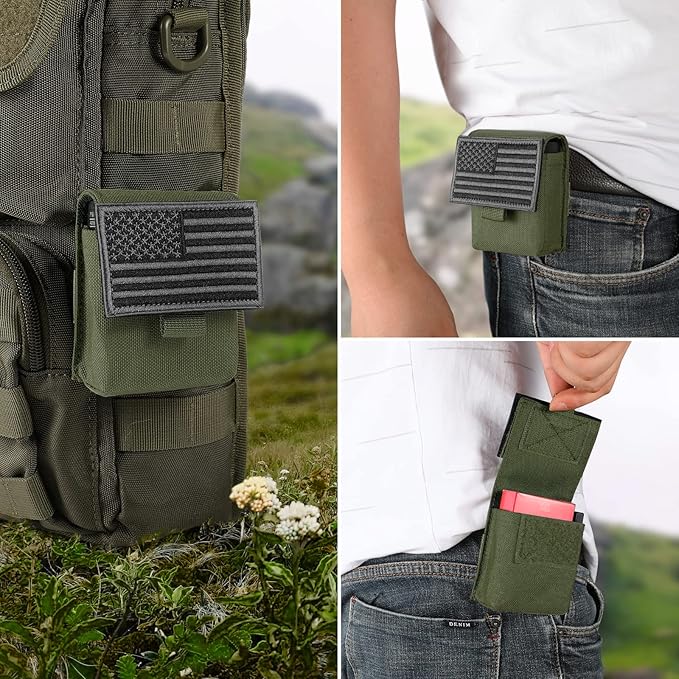2 Pack Tactical Pouches, Molle EDC Compact Pouch Small Utility Pouch Accessories Battery Cigarette Case Card Holder Lighter Slot Mini Cigar Belt Waist Pack