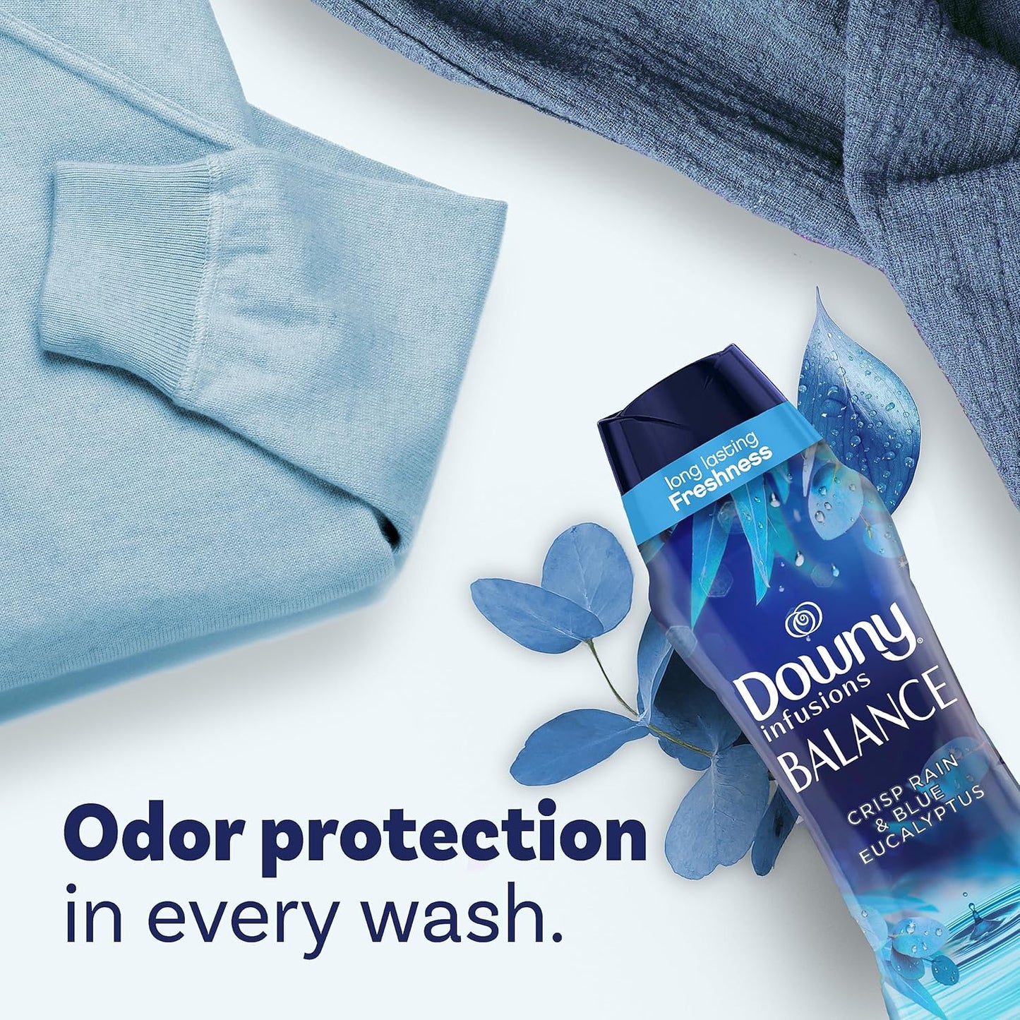 Downy Infusions In-Wash Laundry Scent Booster Beads, BALANCE, Crisp Rain and Blue Eucalyptus, 13.4 oz