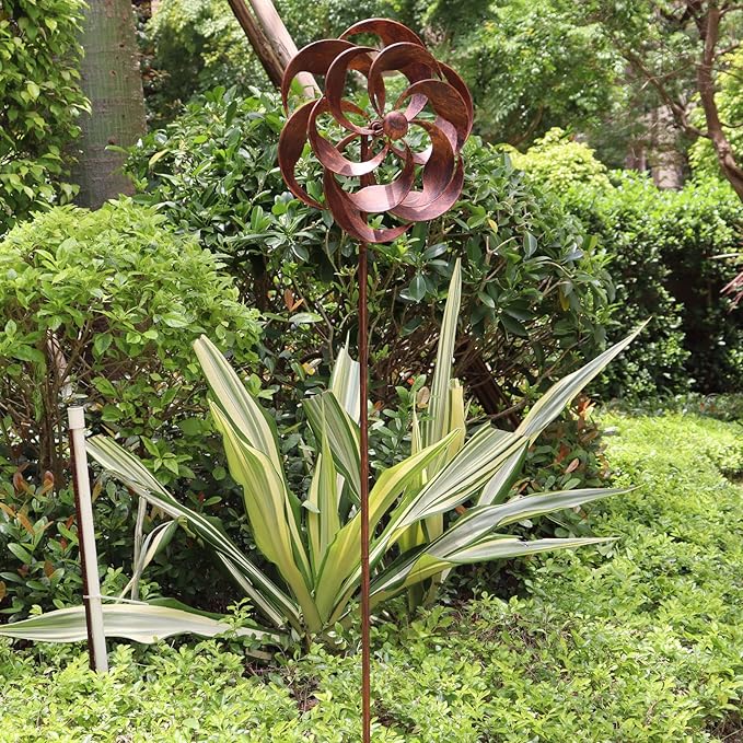 360 Degrees Metal Swivel Classical Wind Spinner Willow Leaves for Patio Lawn Outdoor Yard Lawn Garden