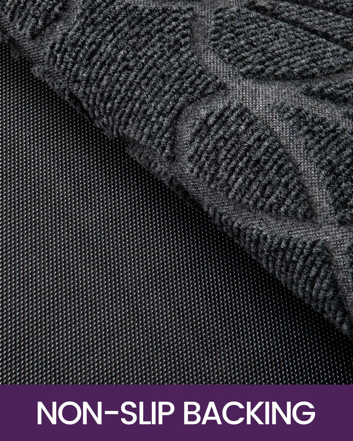 DEXI Front Door Mat Outside Entrance, Heavy Duty Non Slip Low Profile Doormat for Entryway, Trap Dirt and Moisture Welcome Mats, Easy Clean, Patio, Garage, 5x3, Grey