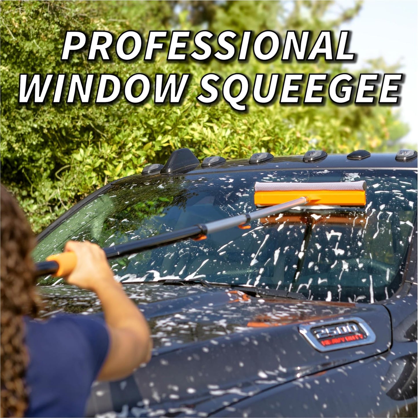 5-30 ft Window Washer Squeegee Kit with Extension Pole (36+ Foot Reach) // Long Handle Squeegee for Window Cleaning & Car Cleaning Multi-Use//Telescopic Professional Window Cleaning Squeegee for Home