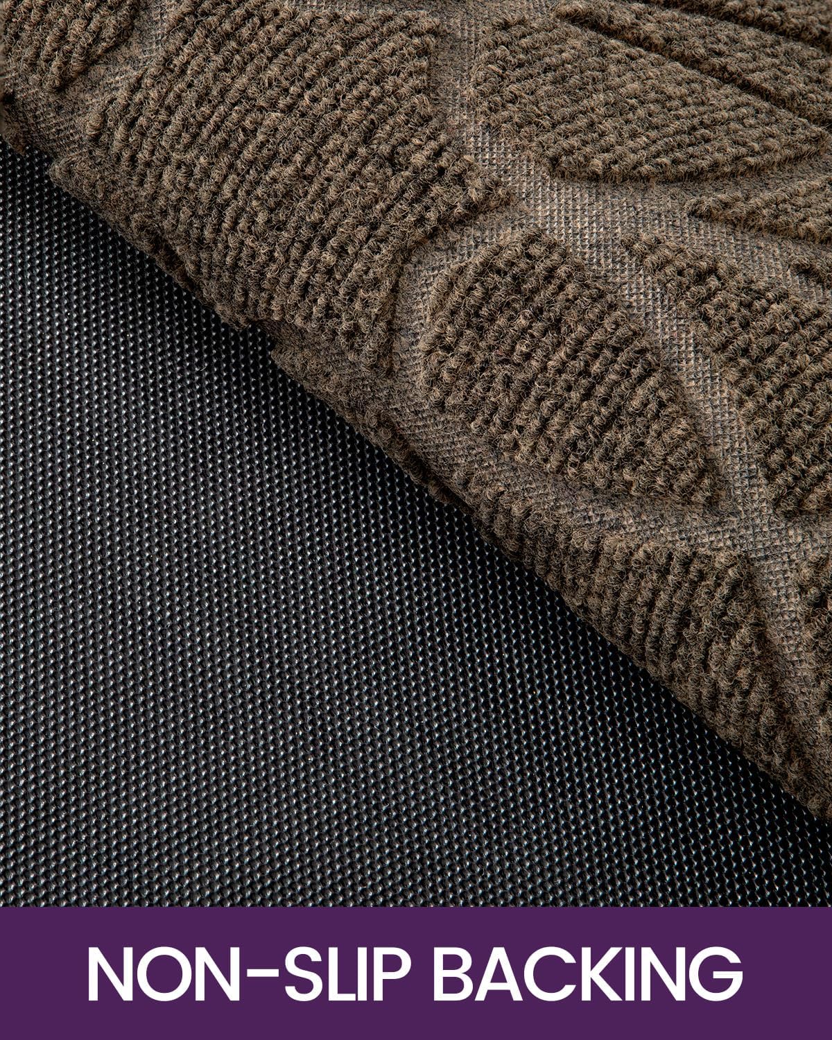 DEXI Front Door Mat Outside Entrance, Heavy Duty Non Slip Low Profile Doormat for Entryway, Trap Dirt and Moisture Welcome Mats, Easy Clean, Patio, Garage, 17x29, Brown