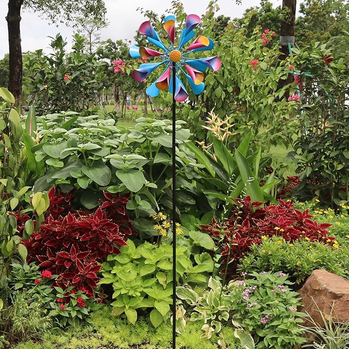 Wind Spinner Outdoor Hangable Wind Spinners 360 Degrees Metal Colorful Wind Spinner for Yard and Garden