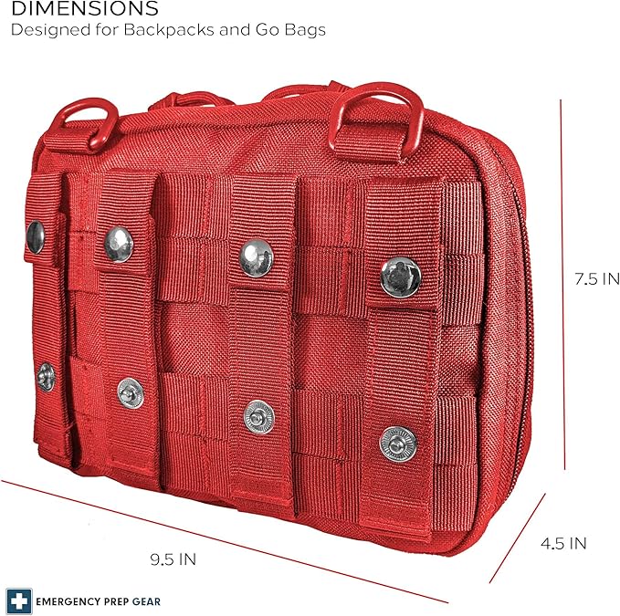 EPG Tactical EDC Pouch - Molle Utility Organizer, First Aid Black Backpack Organizer, Modular Survival Gear, Red