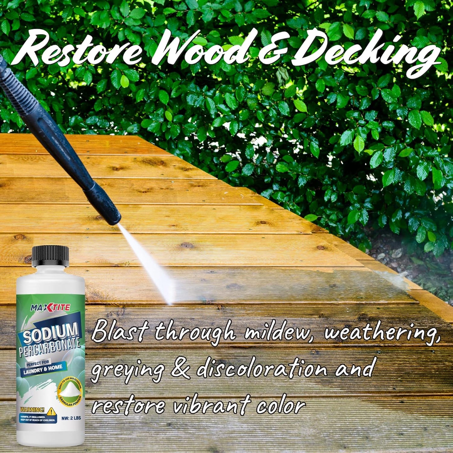 MAXTITE Sodium Percarbonate (40 lbs total, 10 lbs pails 4 Pack) 100% Pure Solid Hydrogen Peroxide/Oxygenated Bleach - Multi-Use Cleaner for Home & Laundry- HDPE w/Resealable Child Resistant Cap