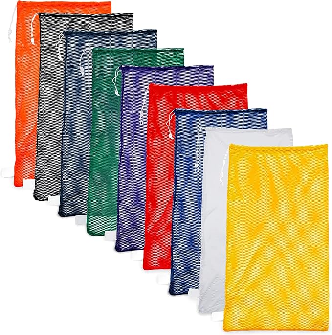 Champion Sports Mesh Equipment Bag – Heavy-Duty Nylon Drawstring Bag with Lock & ID Tag, Breathable Storage Sack for Balls, Swim Gear, Laundry & Toys, Multiple Sizes & Colors