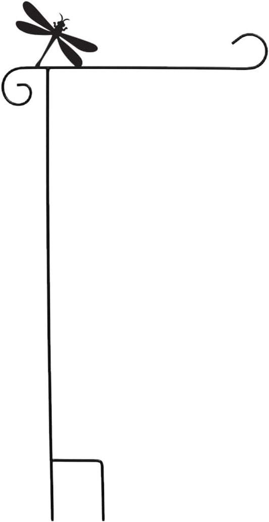 Briarwood Lane Everyday Wrought Iron Dragonfly Garden Flag Stand 40x18 Garden Flag Stand: Decorative