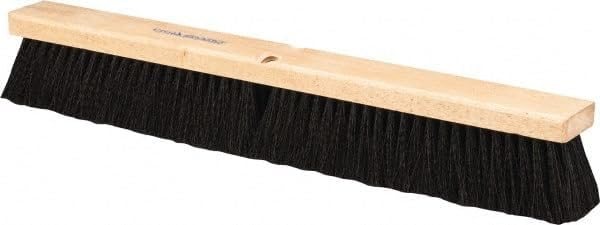 PRO SOURCE 24" Push Broom Head: Poly Bristles, Threaded Wood Block