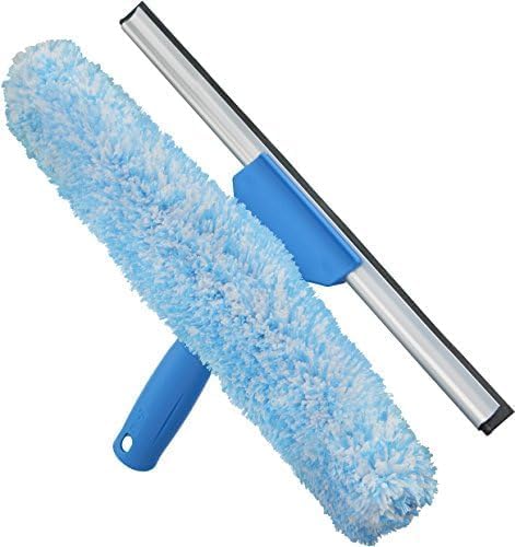 Unger Professional 2-in-1 Squeegee & Scrubber - 14” Window Cleaning Tool – Cleaning Supplies, Squeegee for Window Cleaning, Commercial & Residential Use, Microfiber Sleeve (Pack of 10)