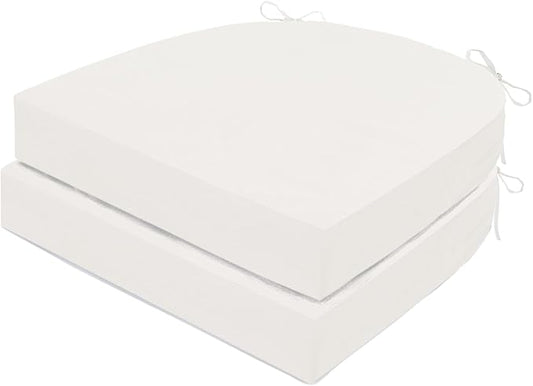 Outdoor Chair Cushions Set of 2, Waterproof Foam Patio Seat Cushions with Ties for Garden Sofa & Dining Furniture, 3-Year Color Fastness, 16x17x2 Inch, Beige
