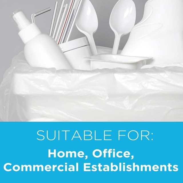 24" x 24" Clear Trash Bags, 6-10 Gallon Trash Bag, 1000 Count, 6 Micron, Value Pack, For Lightweight Trash for Small Wastebaskets, For Home and Office Use