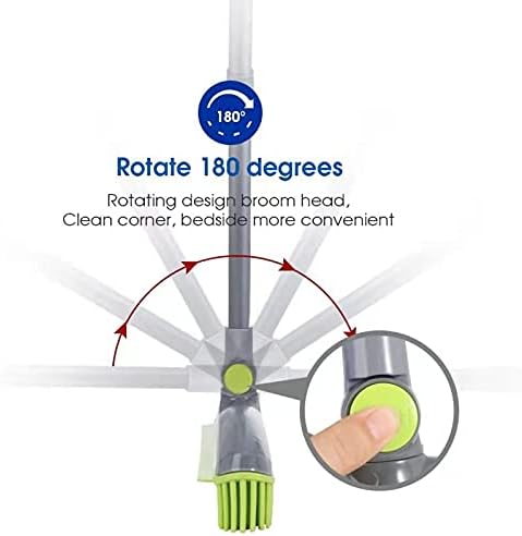 Adjustable Rubber Push Broom and Dustpan Set,Self Cleaning Indoor Outdoor Angle Brooms with Dust pan for Home,Long Handle for Floor Sweeping, Kids,Carpet Dog Cat Pets Offices Use